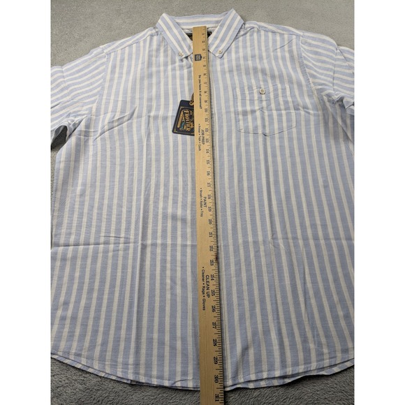 Frontier Threads by Weatherproof Mens XL Blue White Striped Cotton Shirt NWT - Picture 7 of 13